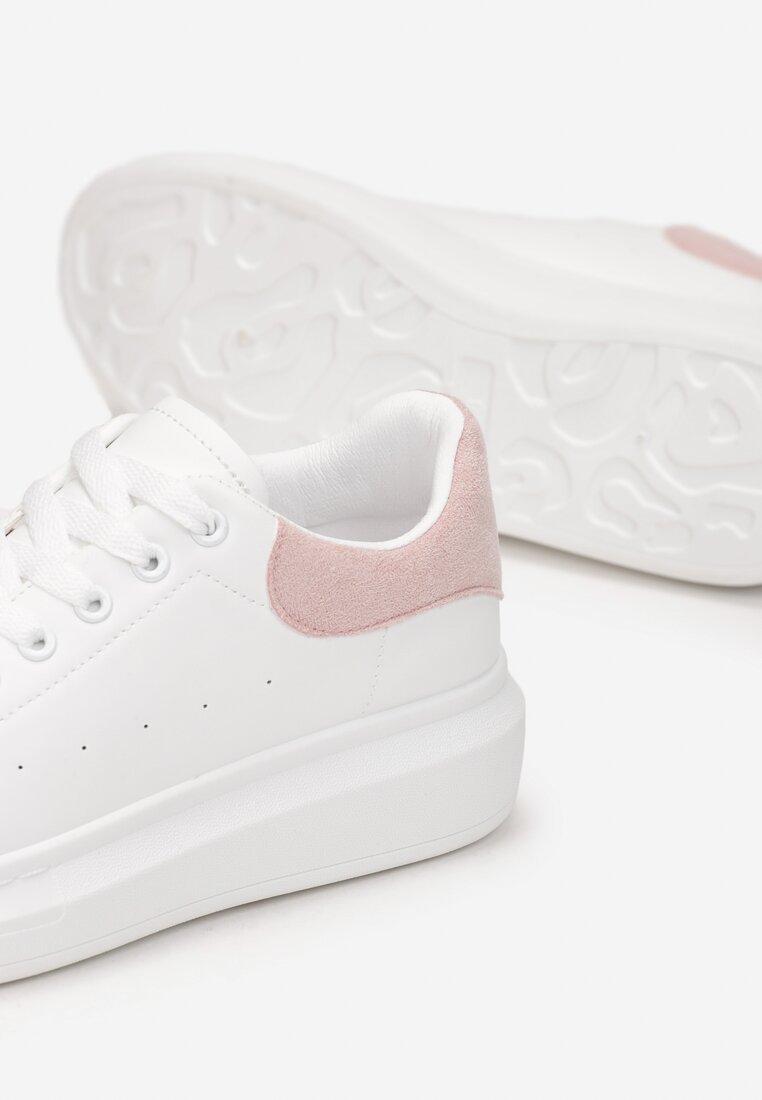 Biało-Różowe Sneakersy na Platformie z Wstawką Jazlene