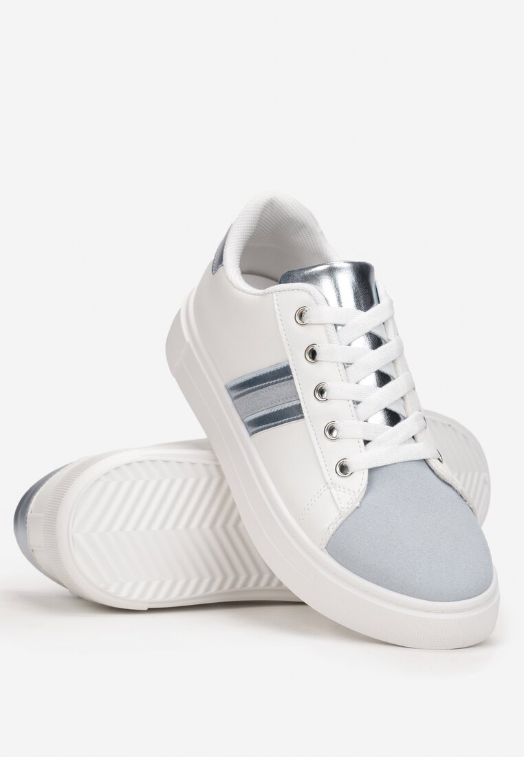 Biało-Niebieskie Sneakersy na Grubej Podeszwie Padua