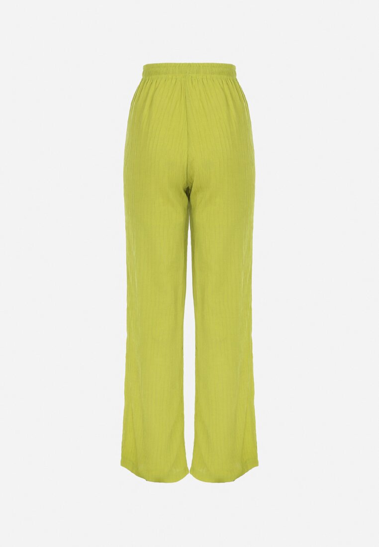 Zielone Szerokie Spodnie High Waist Melsa