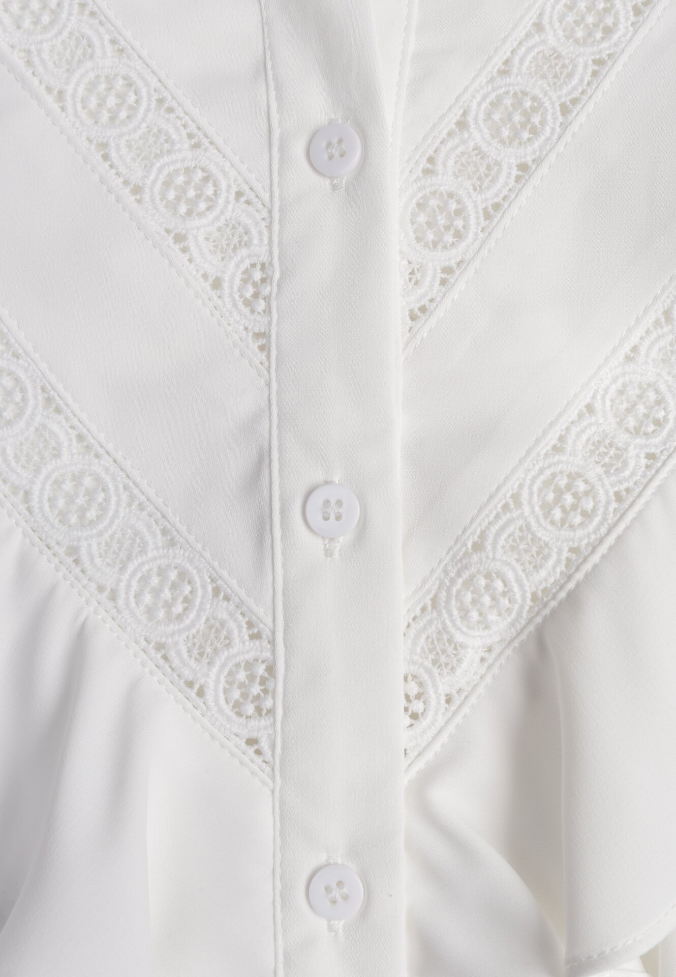 Biała Koszula z Ozdobnym Kołnierzem z Falbaną Acitani