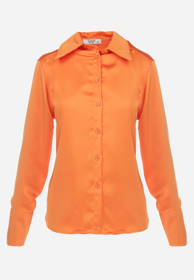 Pomarańczowa Satynowa Koszula z Kołnierzem Cernidae