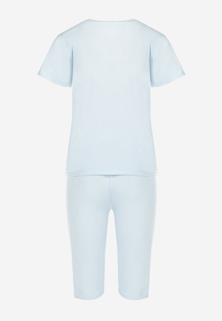 Jasnoniebieski 2-częściowy Komplet Piżamowy z T-shirtem i Krótkimi Legginsami Tiyose