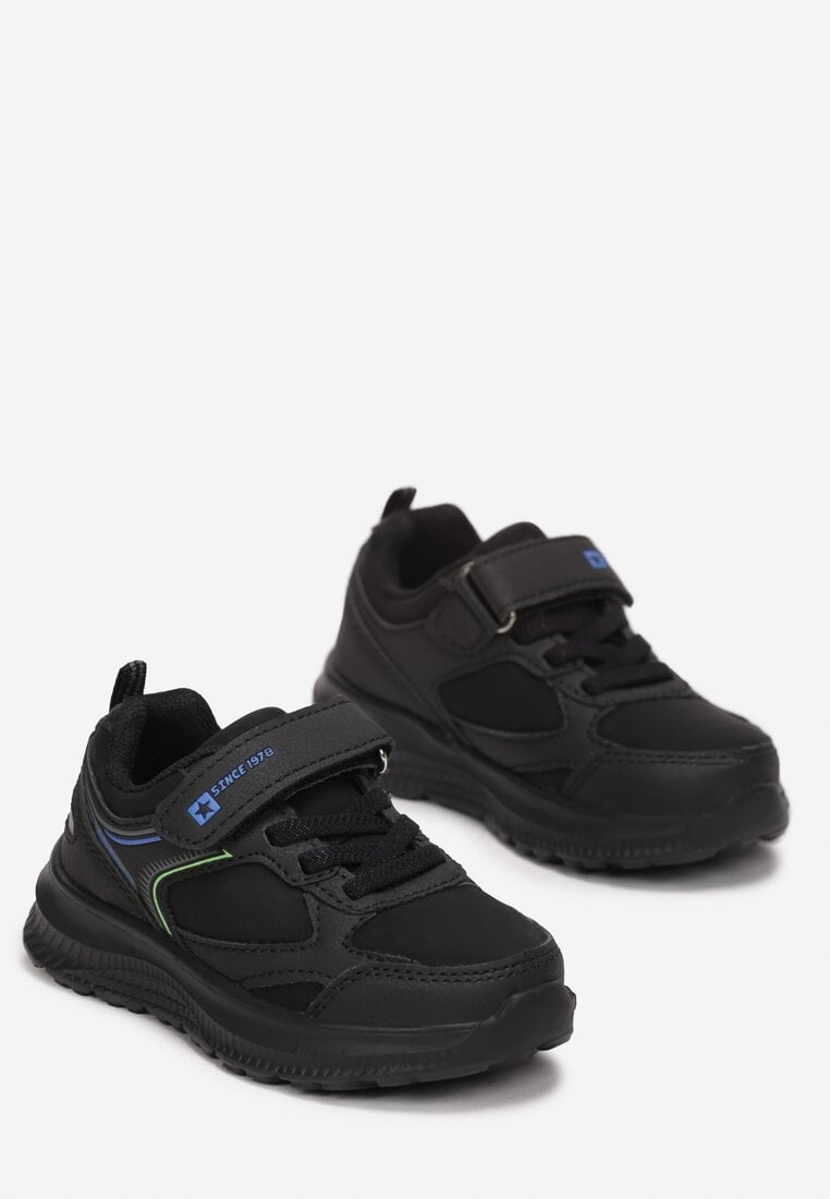 Czarno-Niebieskie Buty Sportowe na Rzep Briel
