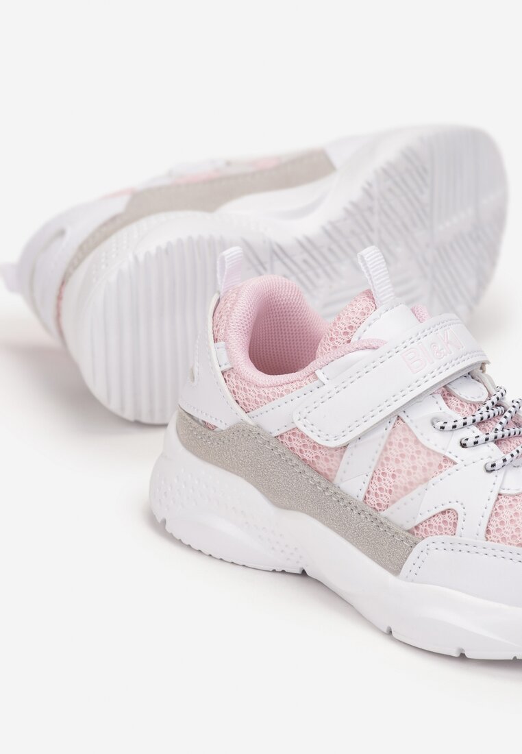 Białe Buty Sportowe z Rzepem i Skórzaną Wkładką Aryarose