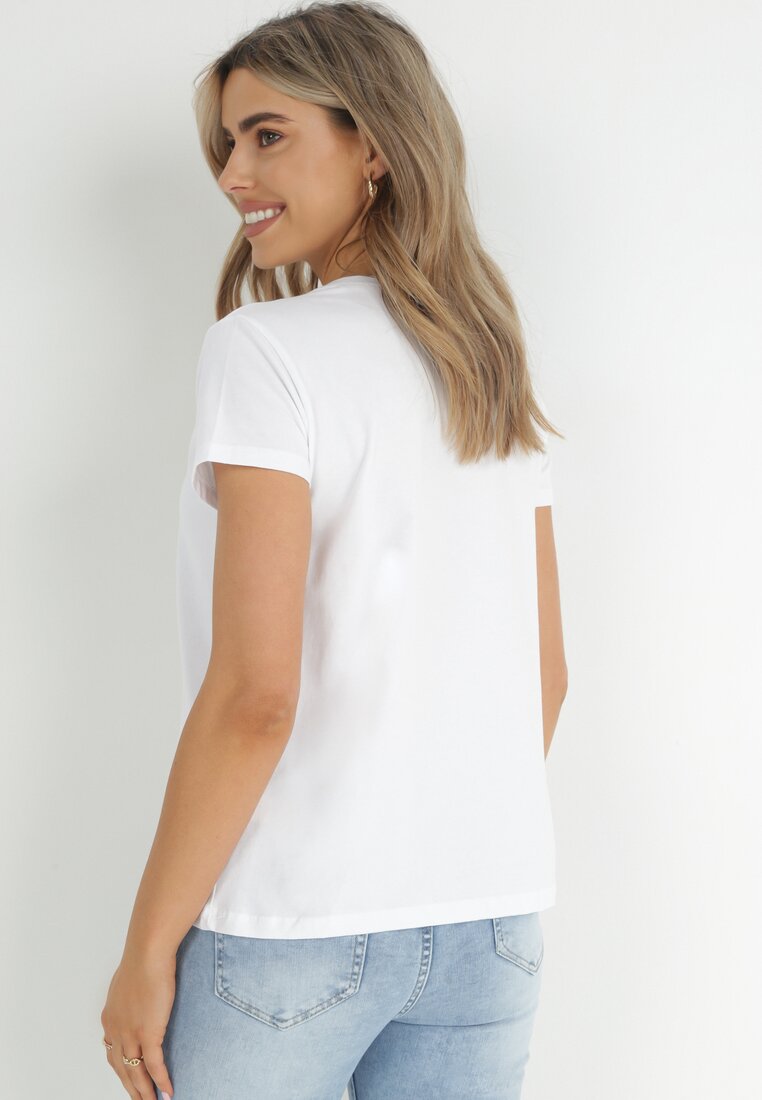Biały T-shirt z Krótkim Rękawem i Nadrukiem Thetrin