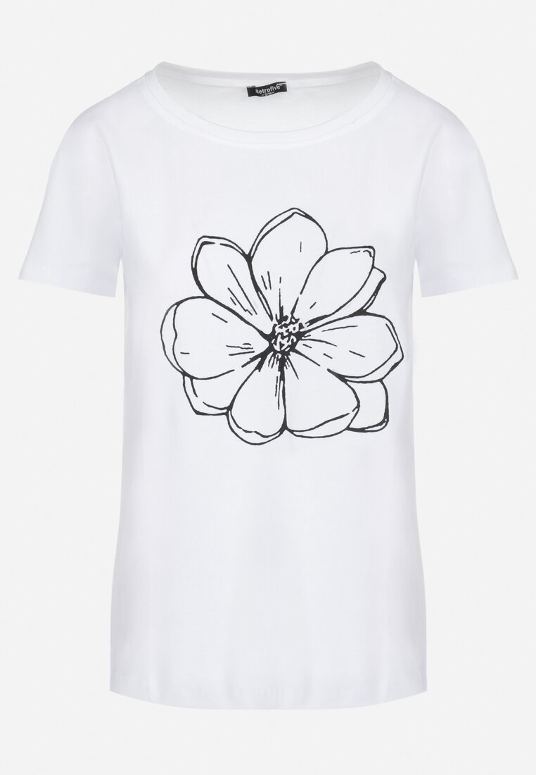 Biały T-shirt z Krótkim Rękawem i Nadrukiem Thetrin
