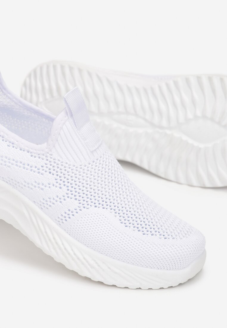 Białe Wsuwane Buty Sportowe z Elastyczną Cholewką Sobhe