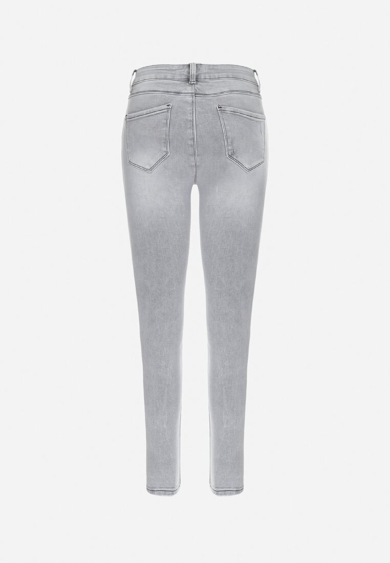 Jasnoszare Jeansy Skinny z Regularnym Stanem Deleah