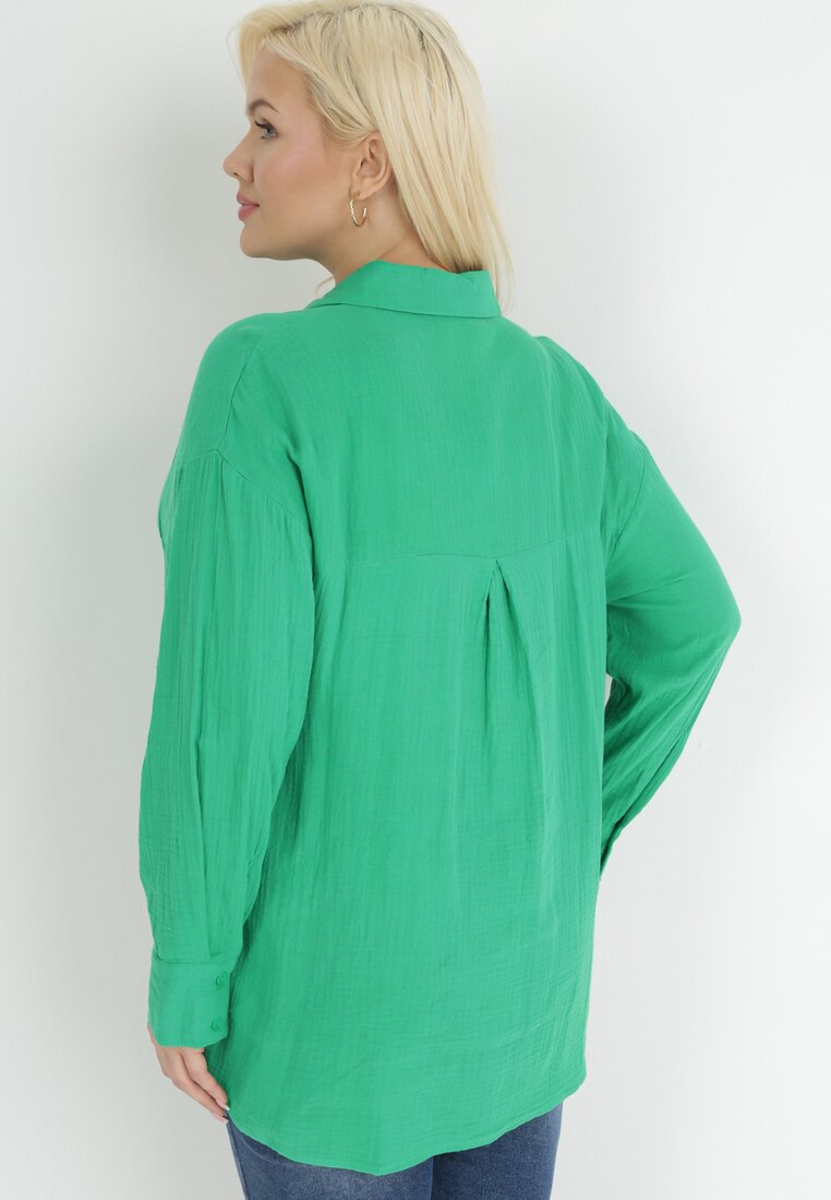 Zielona Koszula z Bawełny na Guziki Trasov