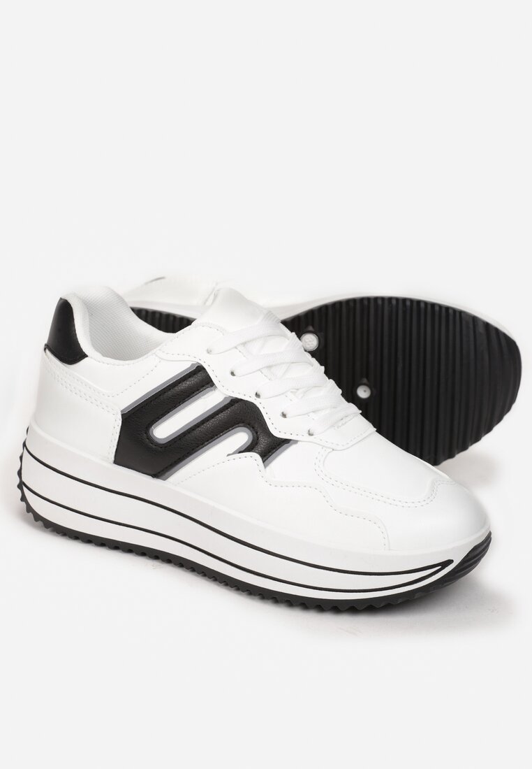 Białe Sneakersy na Platformie z Wstawkami Elisandra