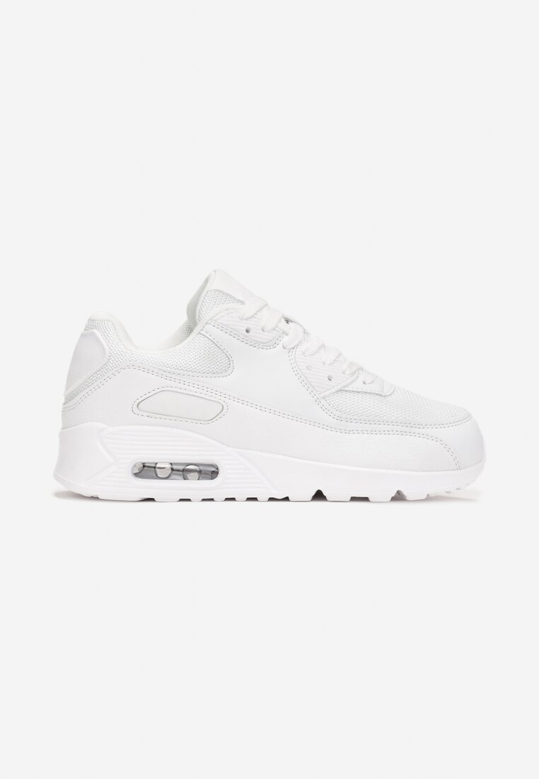 Białe Sneakersy na Grubej Podeszwie z Wstawką Denni