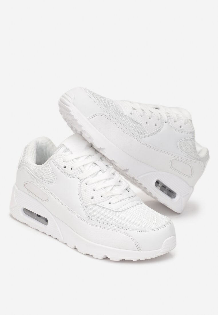 Białe Sneakersy na Grubej Podeszwie z Wstawką Denni