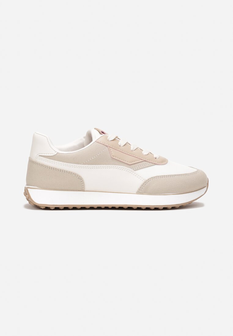Beżowe Sneakersy Przed Kostkę na Piankowej Podeszwie Eiliya