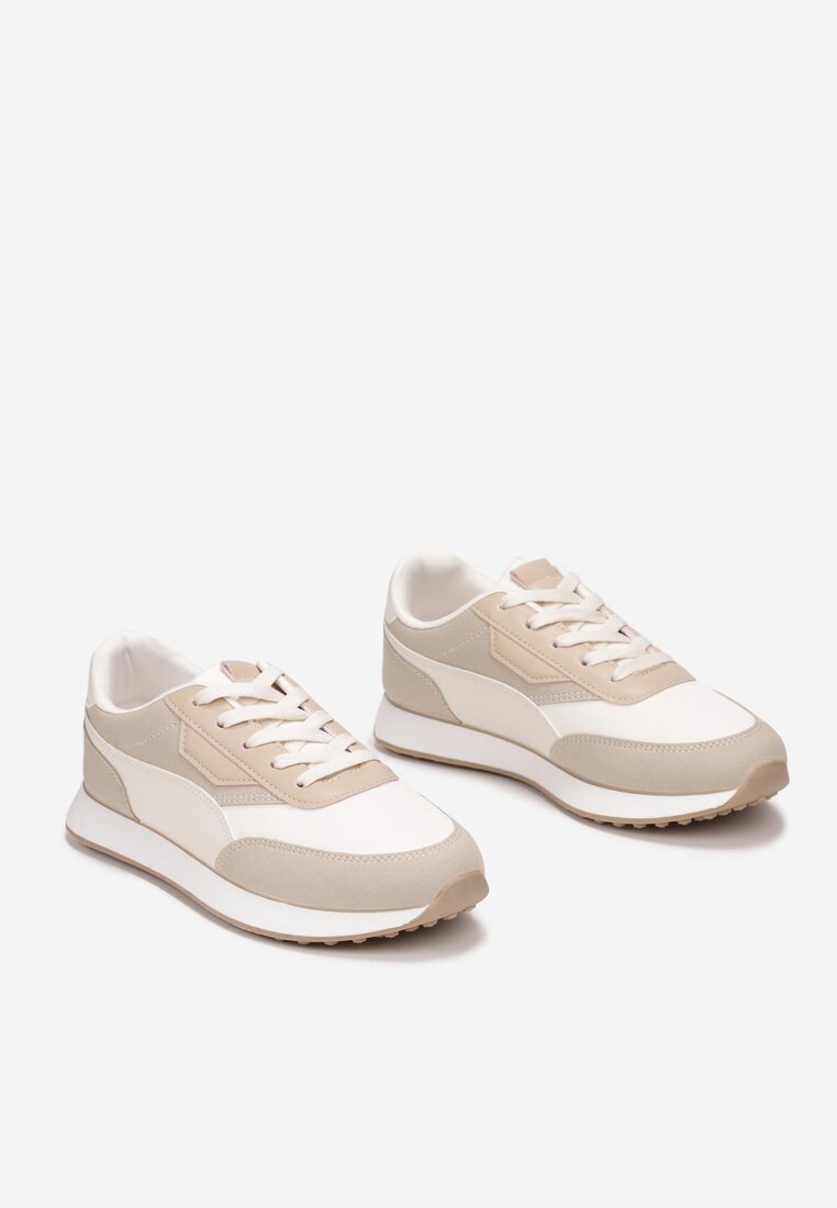 Beżowe Sneakersy Przed Kostkę na Piankowej Podeszwie Eiliya