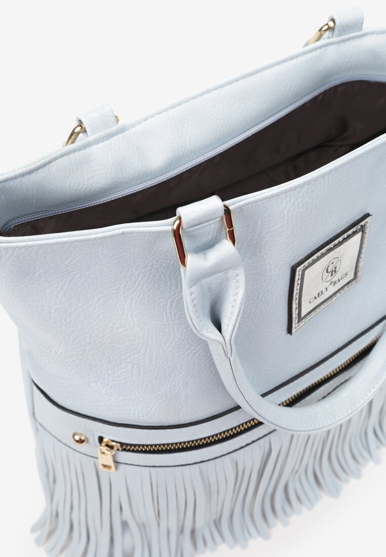 Jasnoniebieska Torebka Shopper z Frędzlami Calaneta