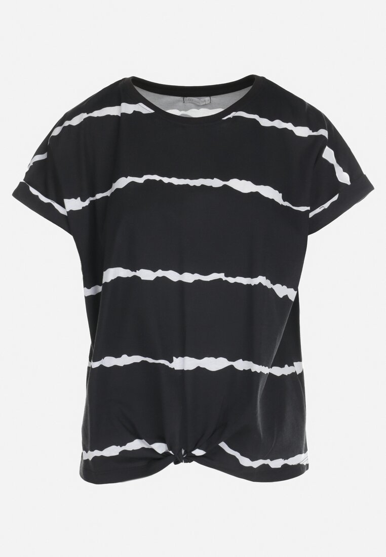 Czarny T-shirt Wiązany z Wzorem Tie-Dye Maat