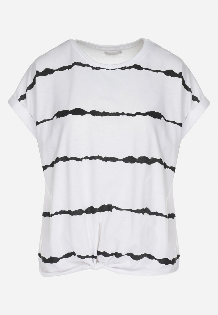 Biały T-shirt Wiązany z Wzorem Tie-Dye Maat