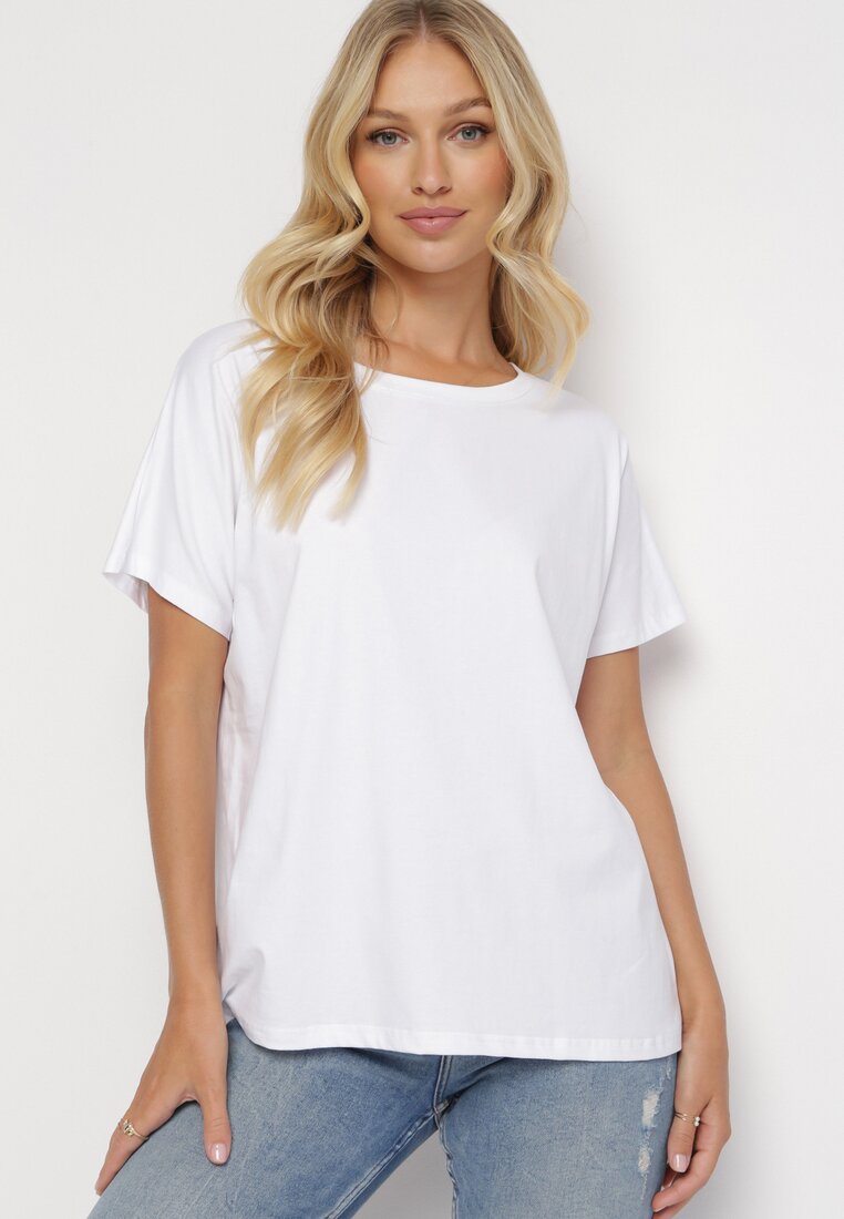 Biały T-shirt z Krótkim Rękawem Tehillah