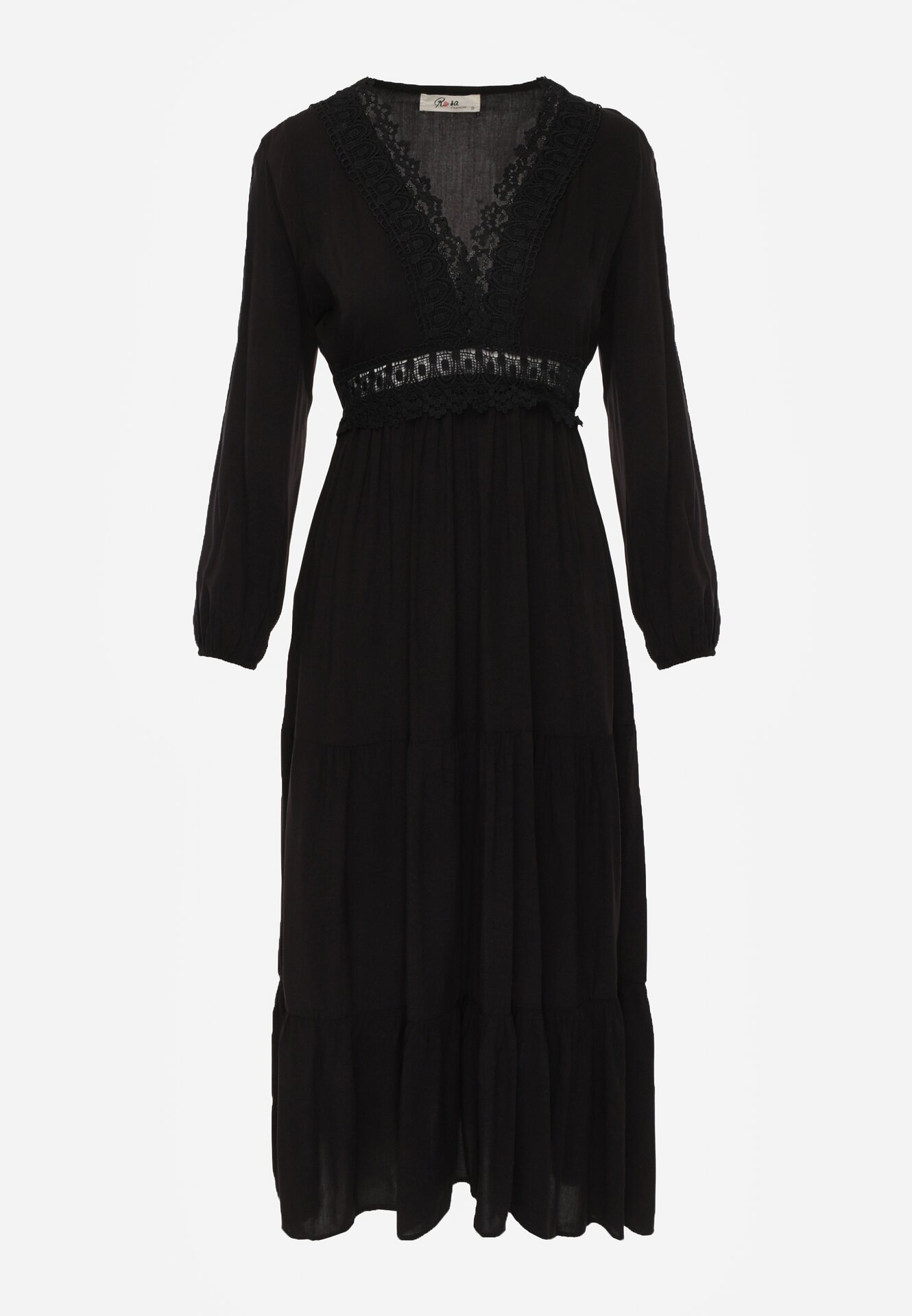 Czarna Rozkloszowana Sukienka z Koronką Brightyn