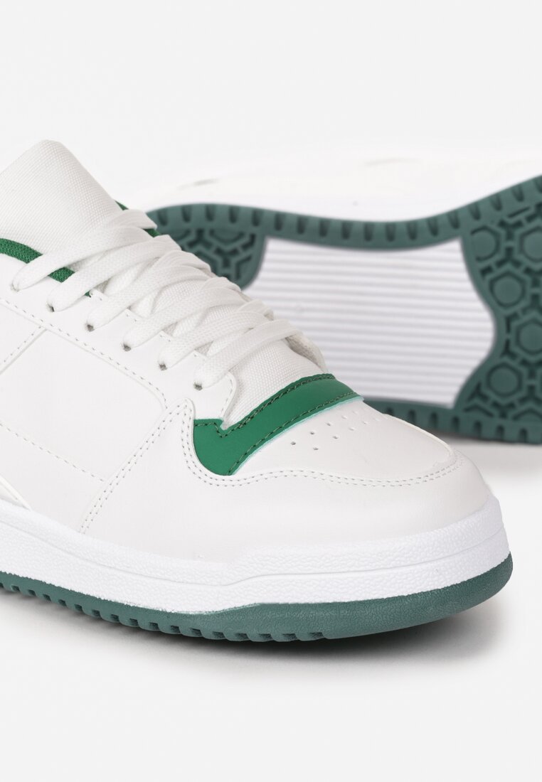 Biało-Zielone Sneakersy z Dekoracyjnymi Wstawkami i Perforacją na Nosku Septisa