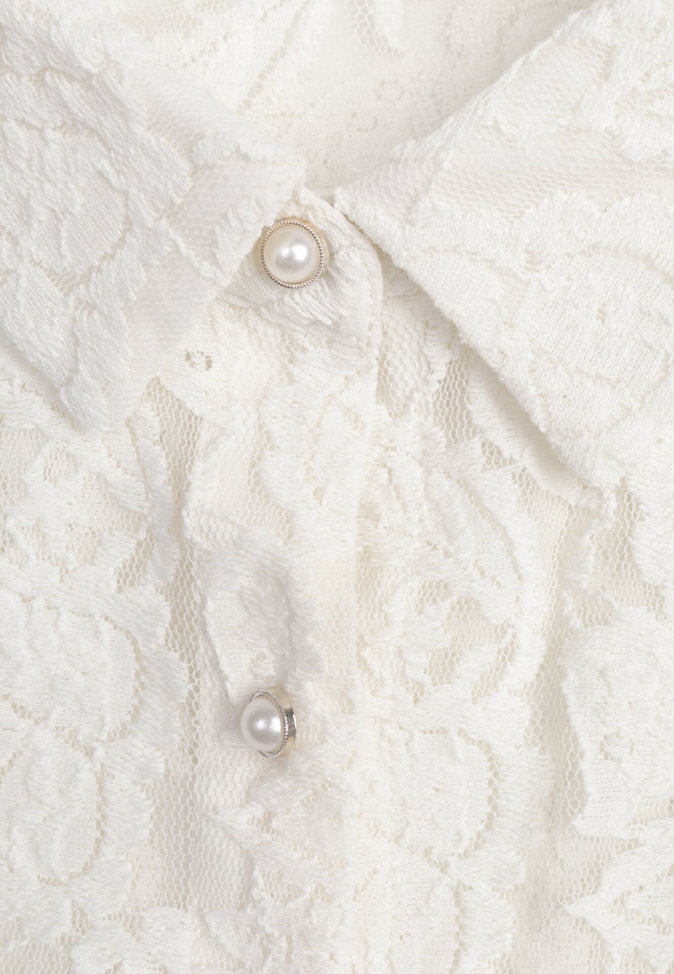 Jasnobeżowa Koronkowa Koszula Zapinana Analeta