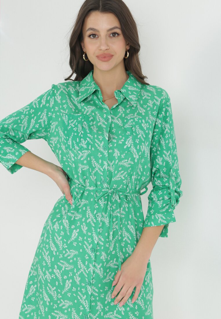 Zielona Koszulowa Sukienka Mini z Wiskozy Aphrorena