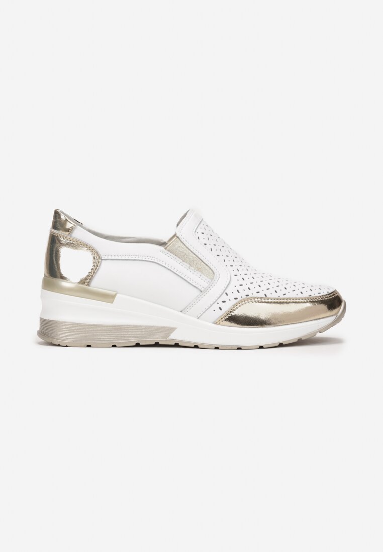 Pantofi casual Alb cu auriu