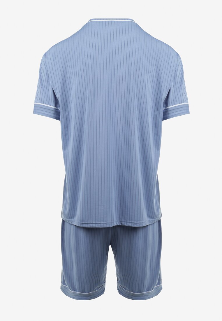 Niebieski 2-częściowy Komplet Piżamowy z Koszulką i Szortami Darrust