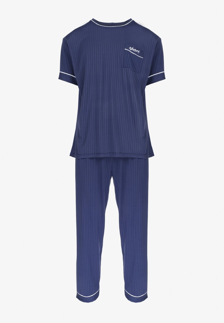 Granatowa 2-częściowa Piżama z T-shirtem i Spodniami Stevana