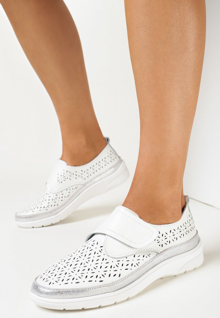Pantofi casual Alb cu argintiu