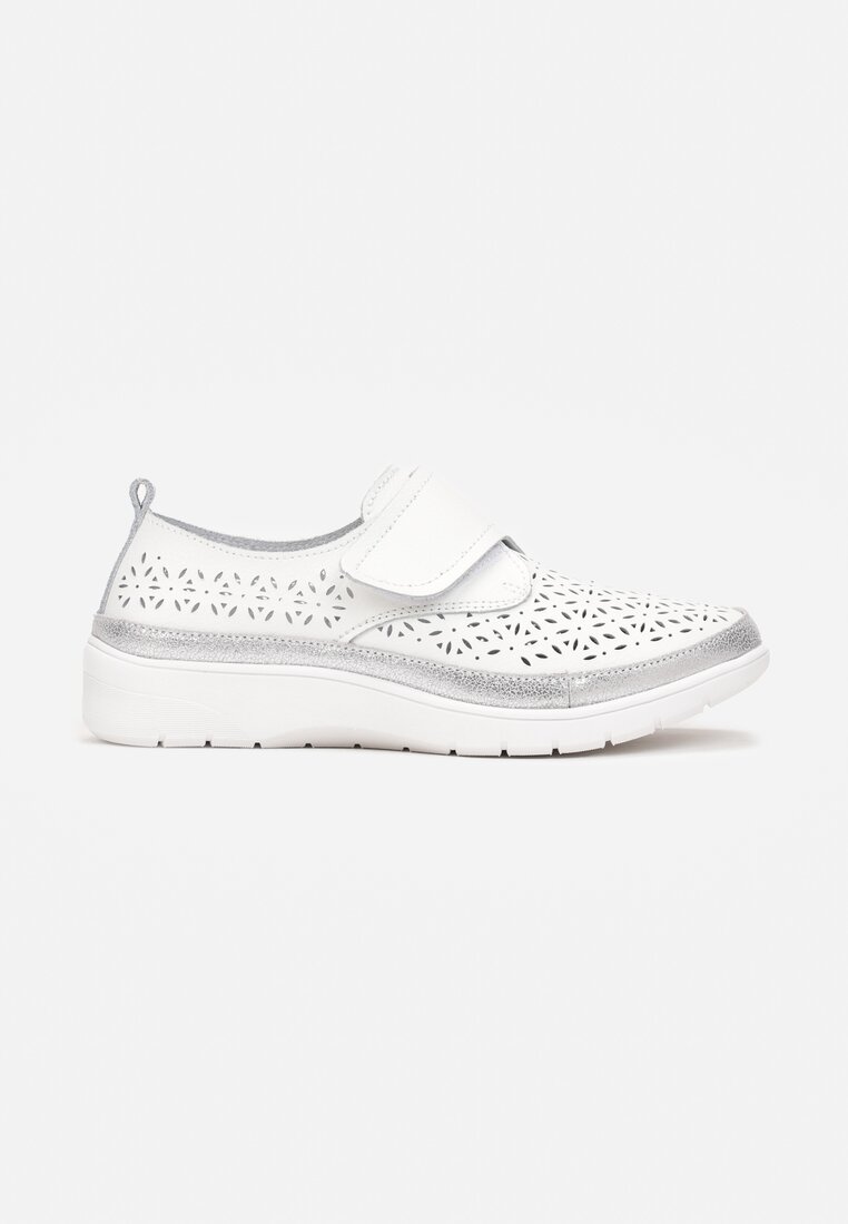 Pantofi casual Alb cu argintiu