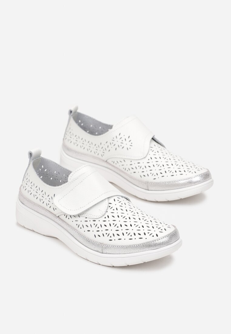 Pantofi casual Alb cu argintiu
