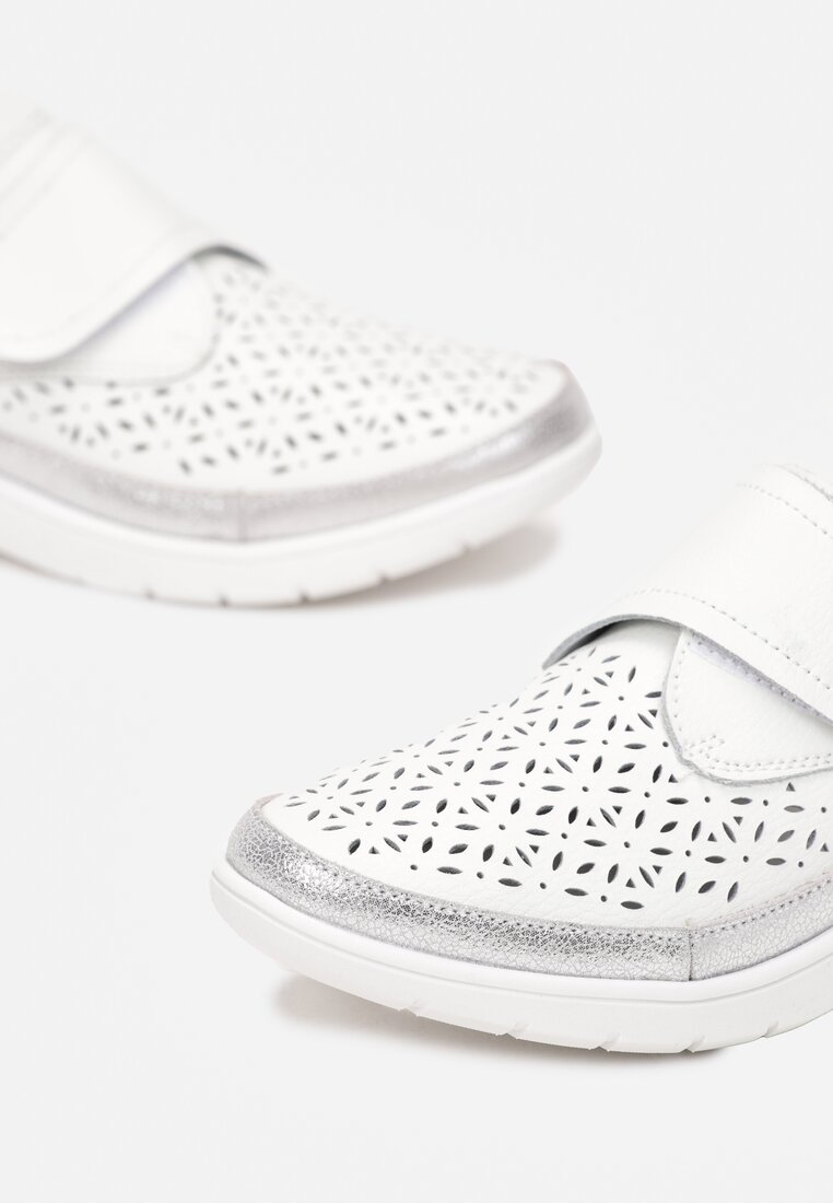 Pantofi casual Alb cu argintiu