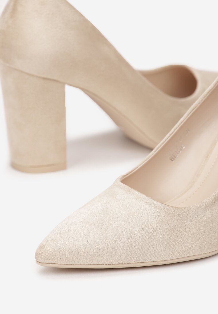 Beżowe Wsuwane Czółenka na Wysokim Słupku Maryka