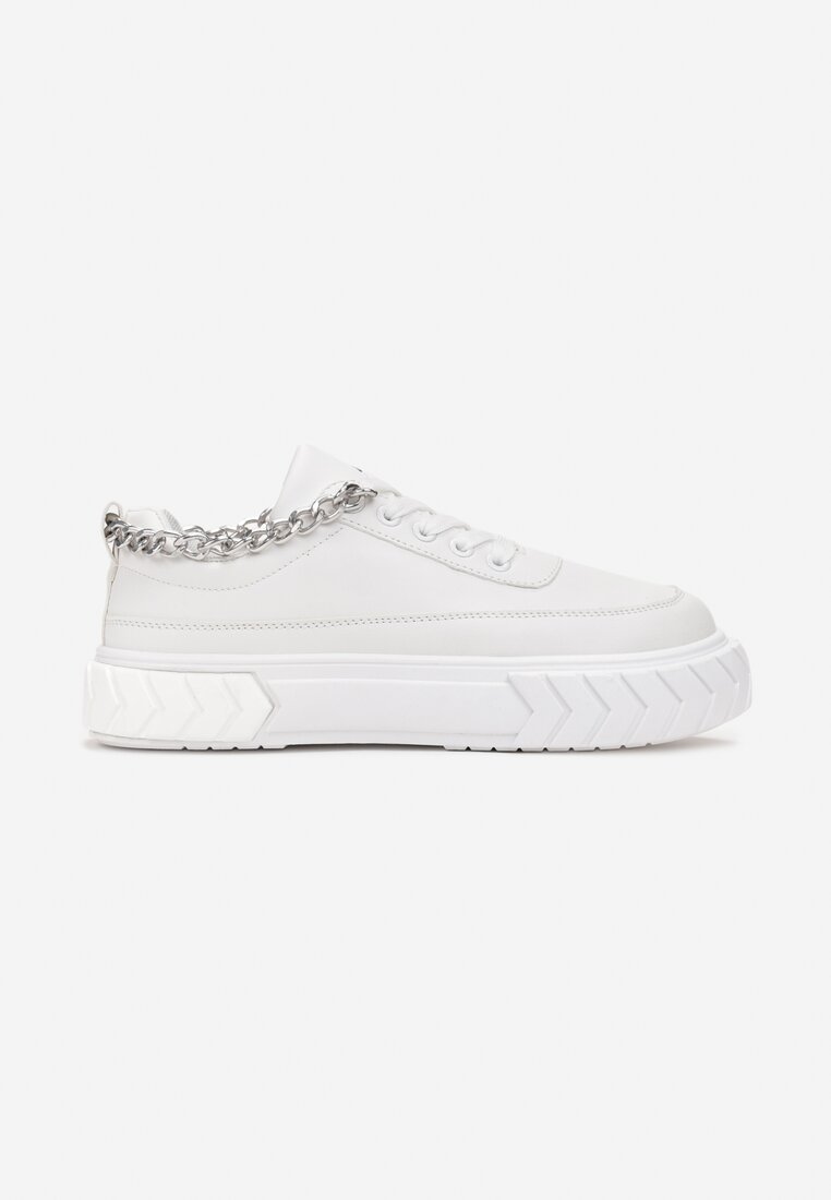 Białe Sneakersy na Platformie z Łańcuszkiem Jaolisa