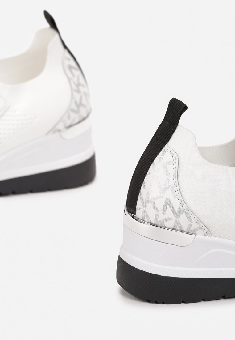Białe Wsuwane Sneakersy na Koturnie z Ozdobnym Suwakiem Sivan