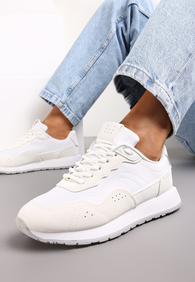 Białe Sneakersy na Piankowej Podeszwie Dejana