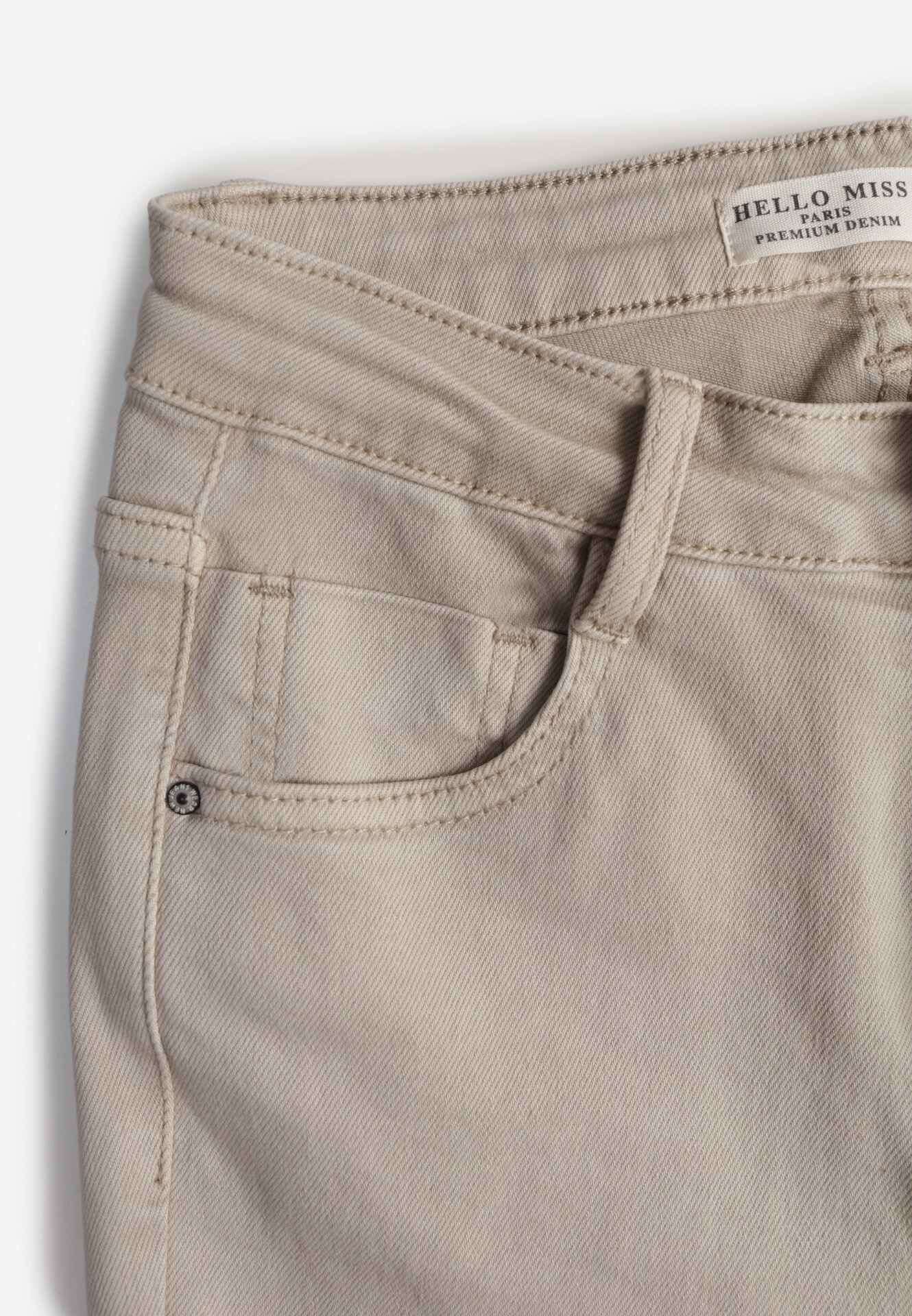 Jasnobeżowe Gładkie Jeansy o Fasonie Dzwonów Drenta