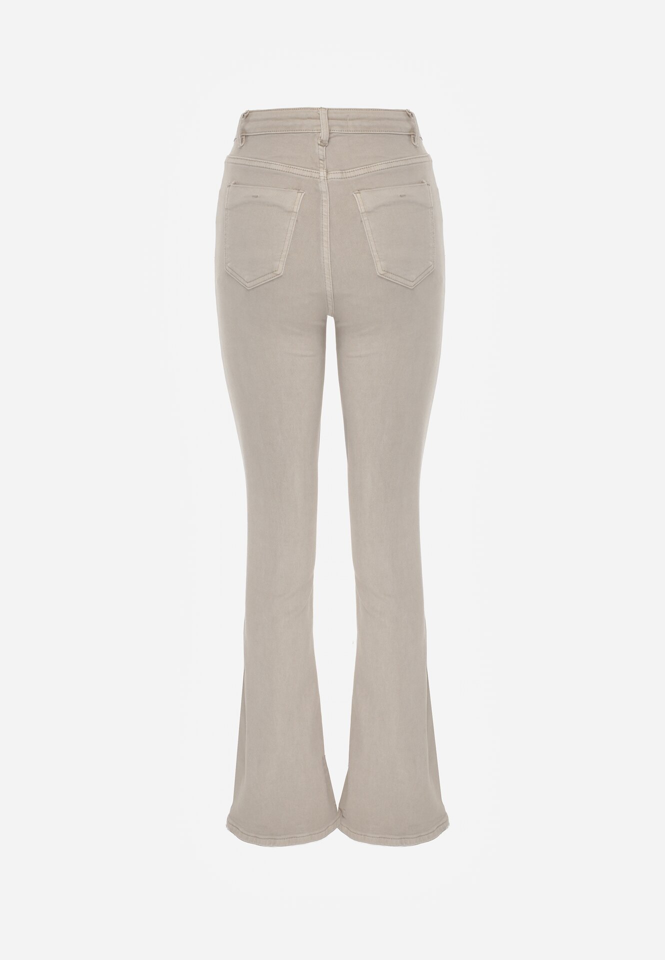 Jasnobeżowe Gładkie Jeansy o Fasonie Dzwonów Drenta