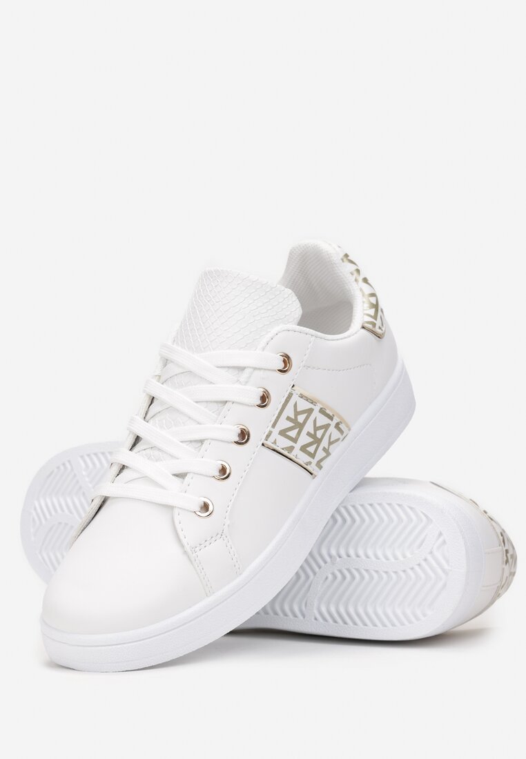 Biało-Złote Sneakersy z Wstawkami Dyvana