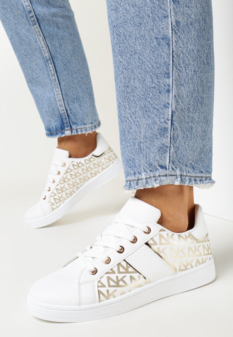 Sneakers Alb cu auriu