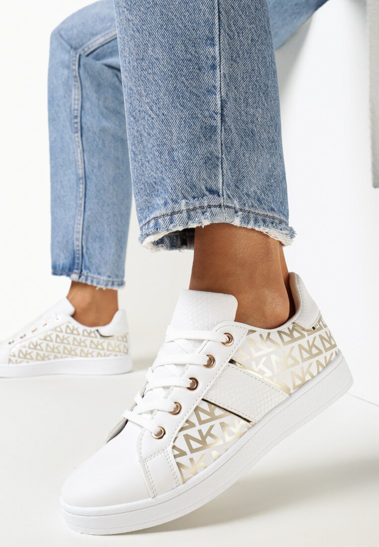 Sneakers Alb cu auriu
