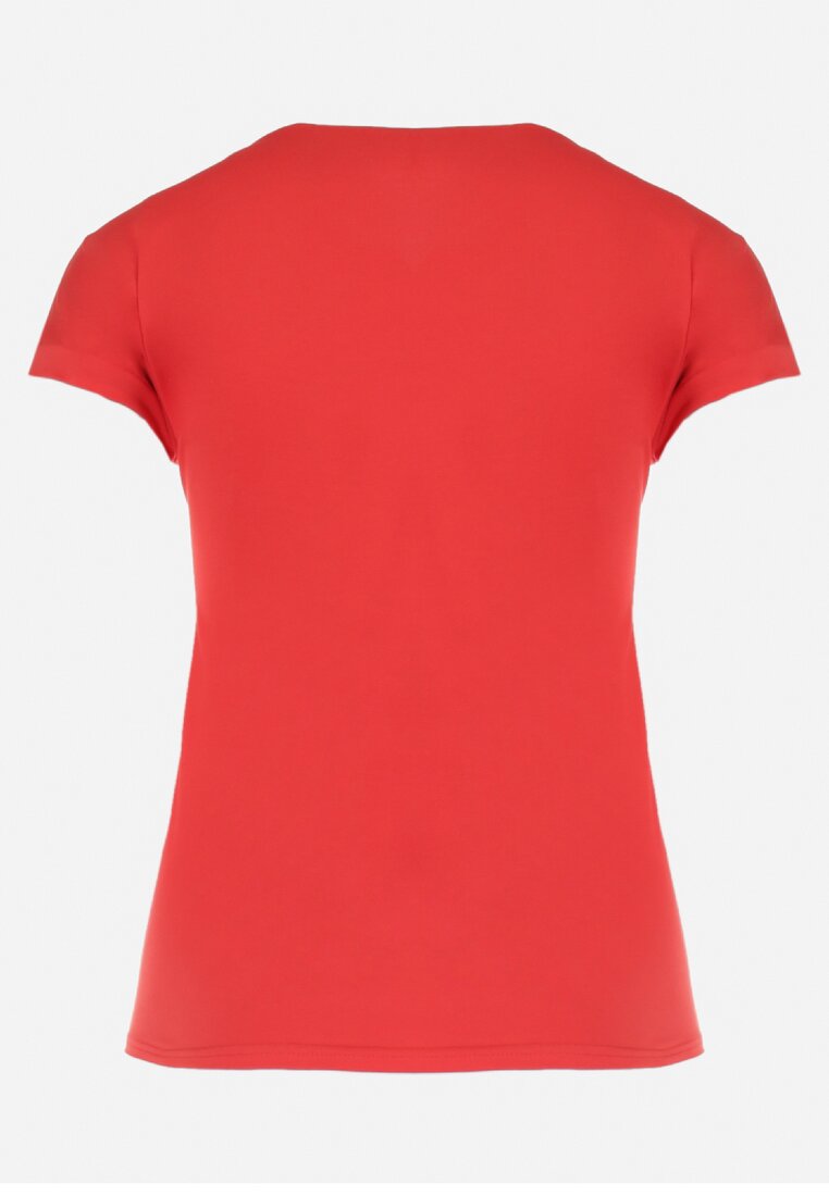 Czerwony T-shirt Bawełniany z Nadrukiem Iondia
