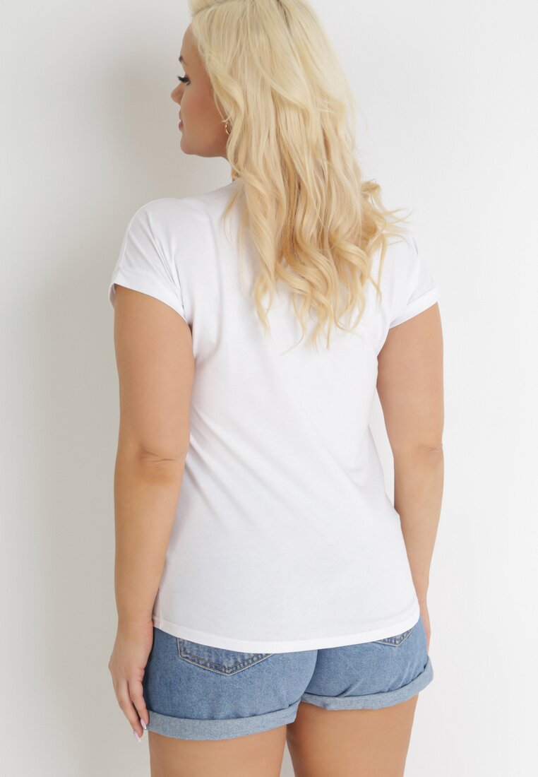 Biały T-shirt Bawełniany z Nadrukiem Iondia