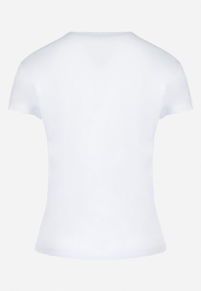 Biały T-shirt z Bawełny z Krótkim Rękawem i Nadrukiem w Motyle Katelin