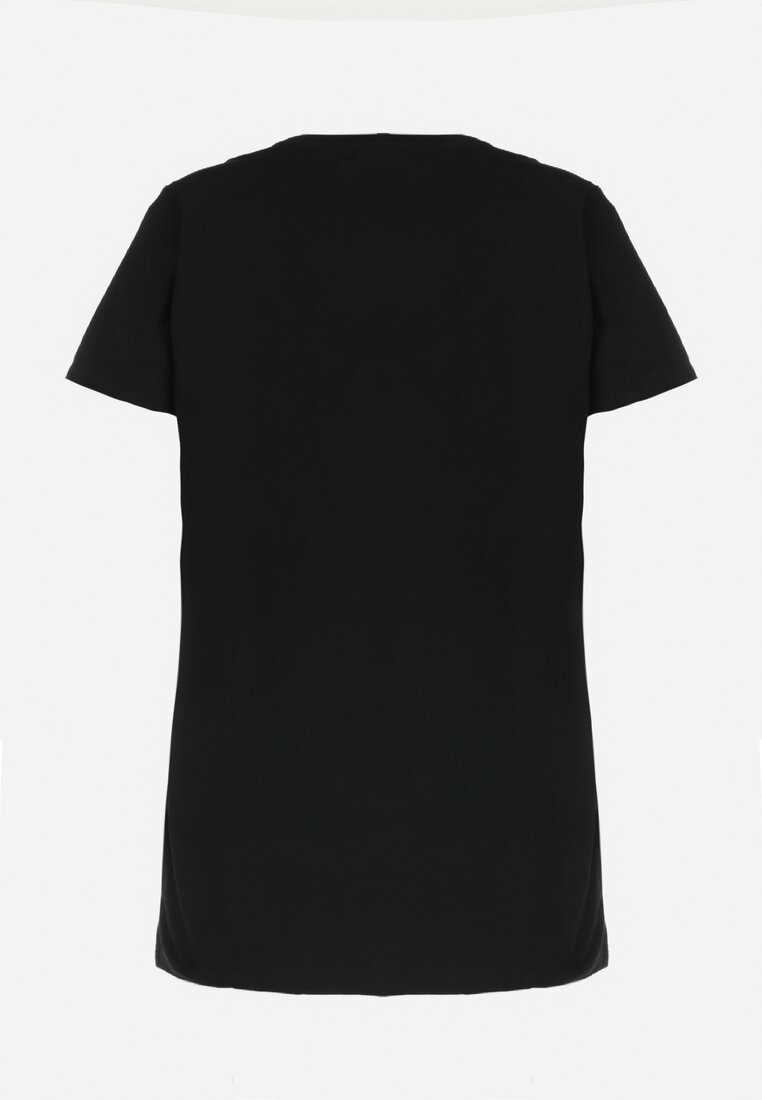 Czarny Bawełniany T-shirt z Nadrukiem w Koty Ashanta