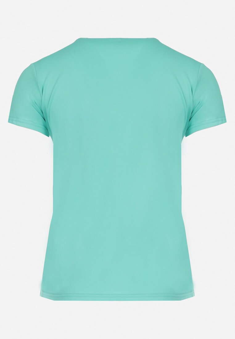 Zielony Bawełniany T-shirt z Kolorowym Nadrukiem i Krótkim Rękawem Zanaba