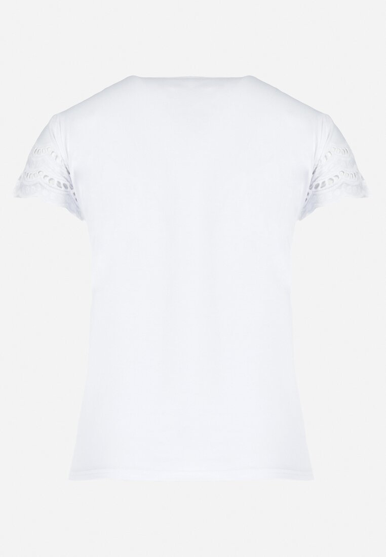 Biały T-shirt Bawełniany z Haftem Evamena