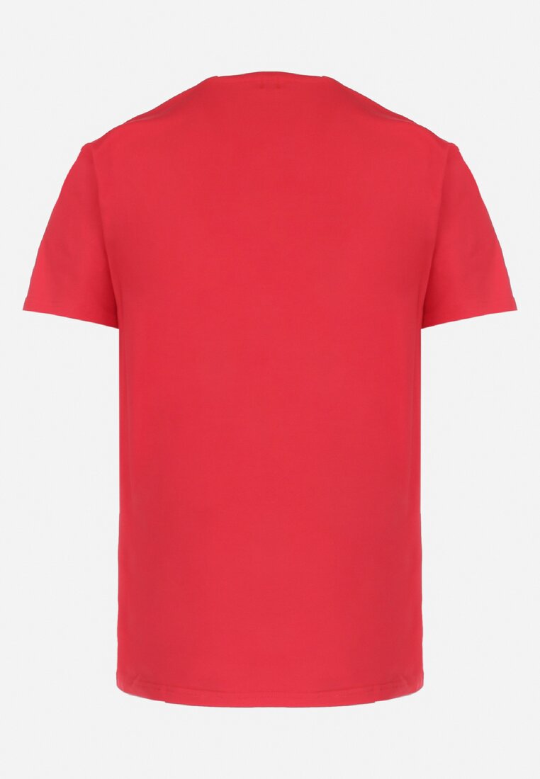 Czerwona Koszulka z Krótkim Rękawem i Ozdobnym Nadrukiem Naidela