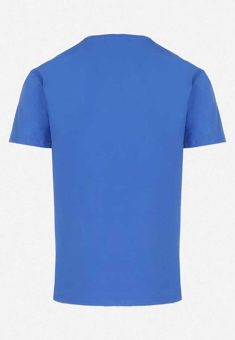 Niebieska Koszulka Bawełniana z Nadrukiem Zemila